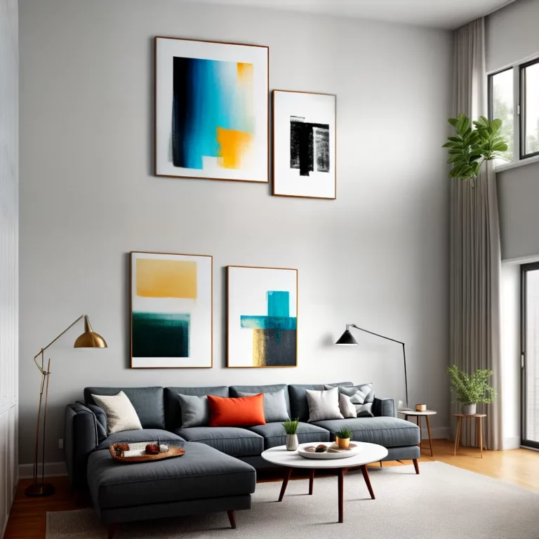 A arte da decoração com quadros e obras de arte no living room