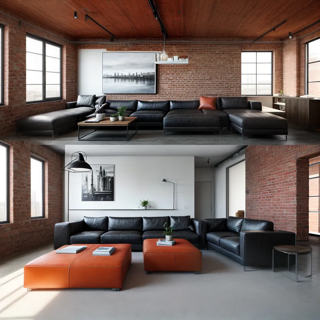 sala industrial tijolos sofas vintage