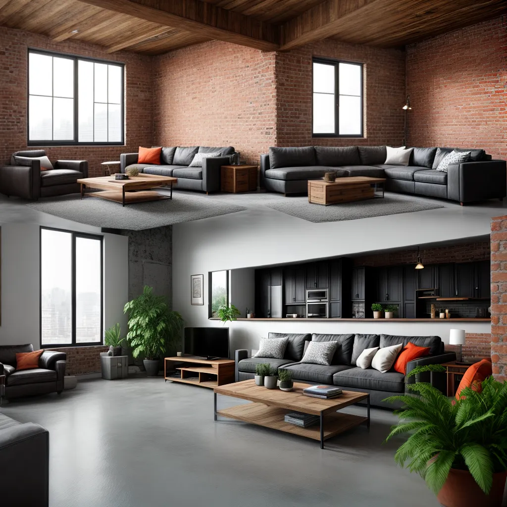 sala espacosa estilo industrial 1
