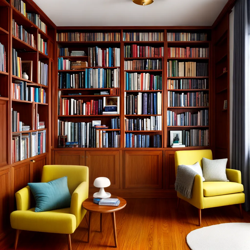 sala leitura livros estante conforto