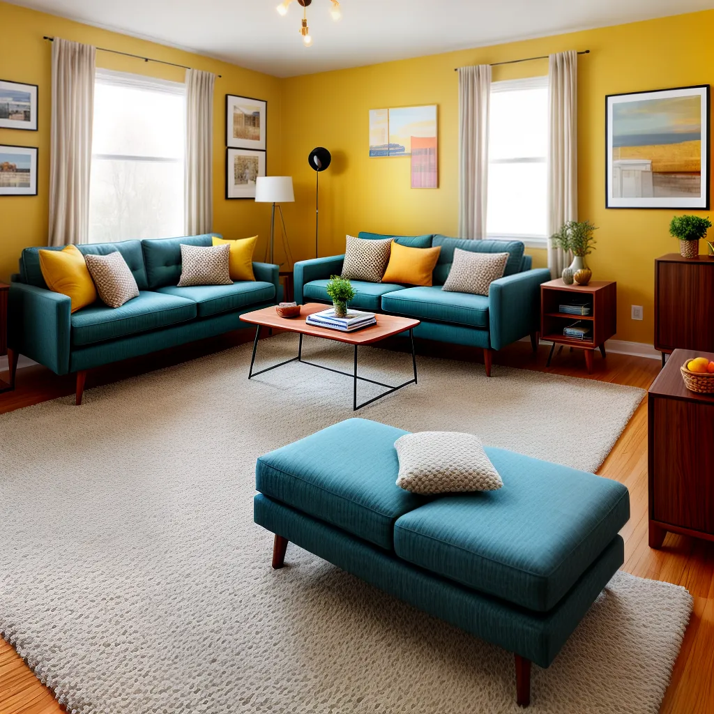 sala estar moderna sofa amarelo