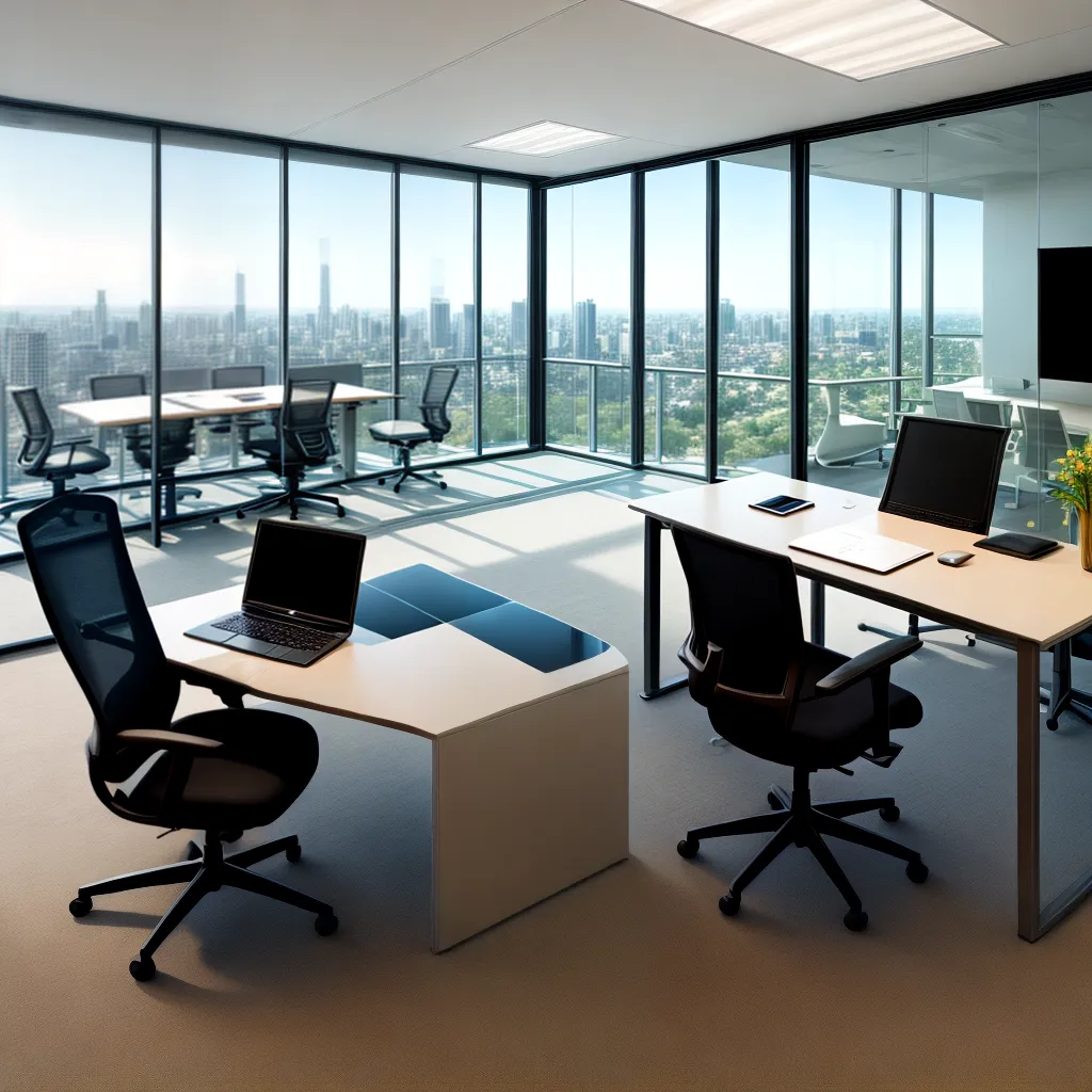 escritorio futurista mesa transparente cadeira flutuante