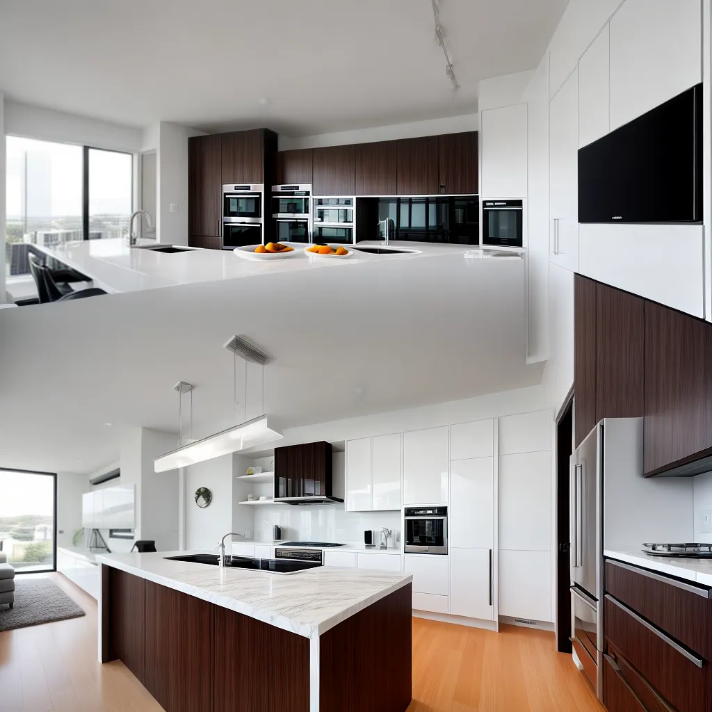 cozinha moderna marmore branco madeira