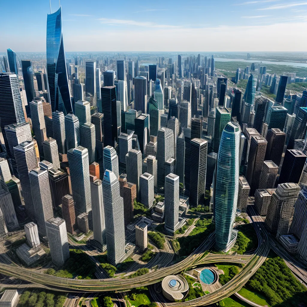 cidade futurista arranha ceus arquitetura inovadora 3