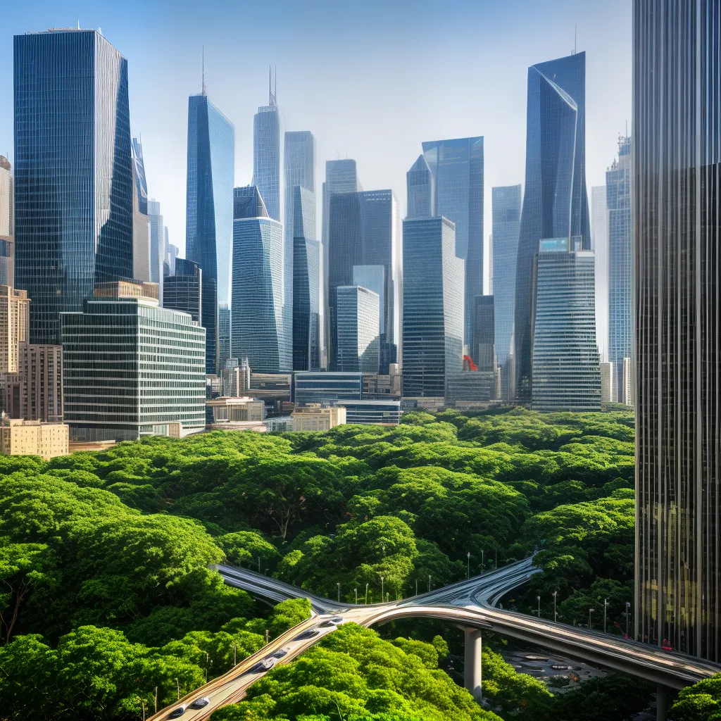 cidade futurista arranha ceus verde 7
