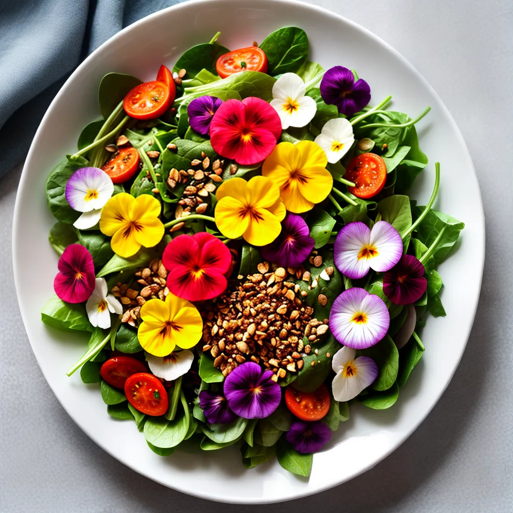 salada flores comestiveis coloridas