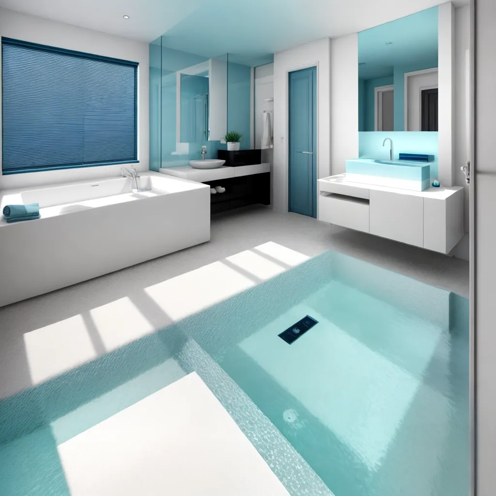 banheiro moderno paleta azul oceano