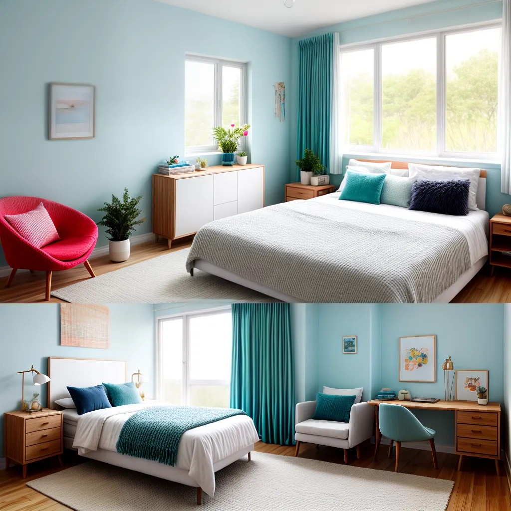 quarto moderno azul pastel