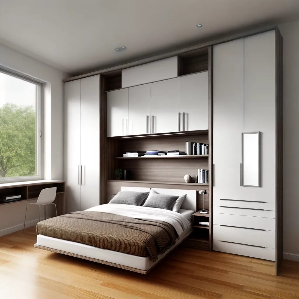 quarto moderno minimalista mobiliario multifuncional