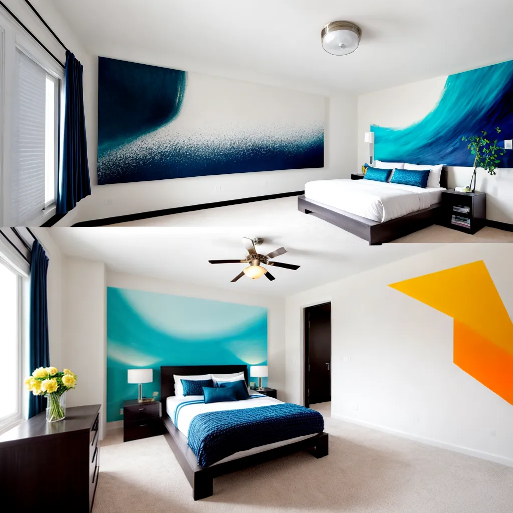 quarto arte abstrata cama moderna