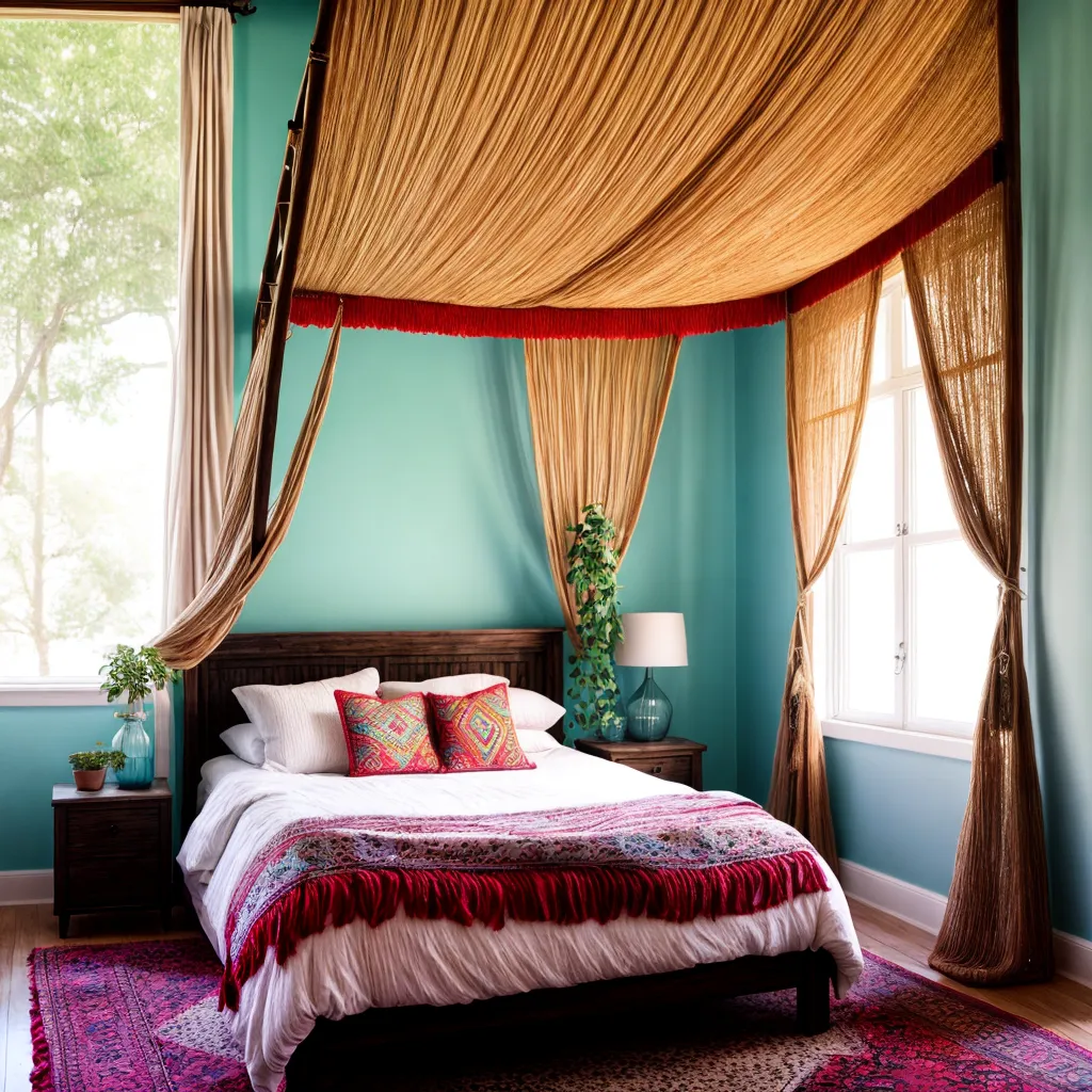 quarto boho chic 2024 canopy macrame