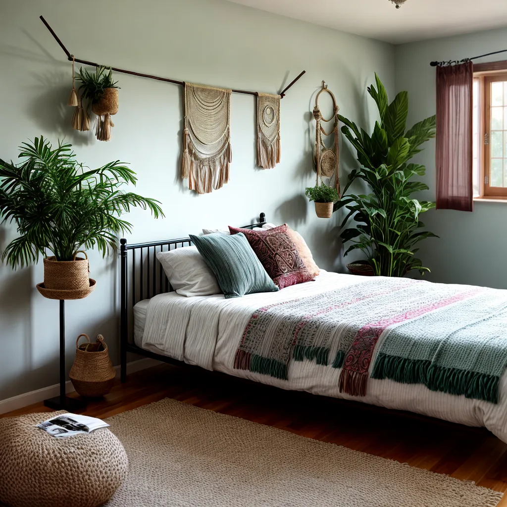 quarto boho chic 2024 tapecarias macrame