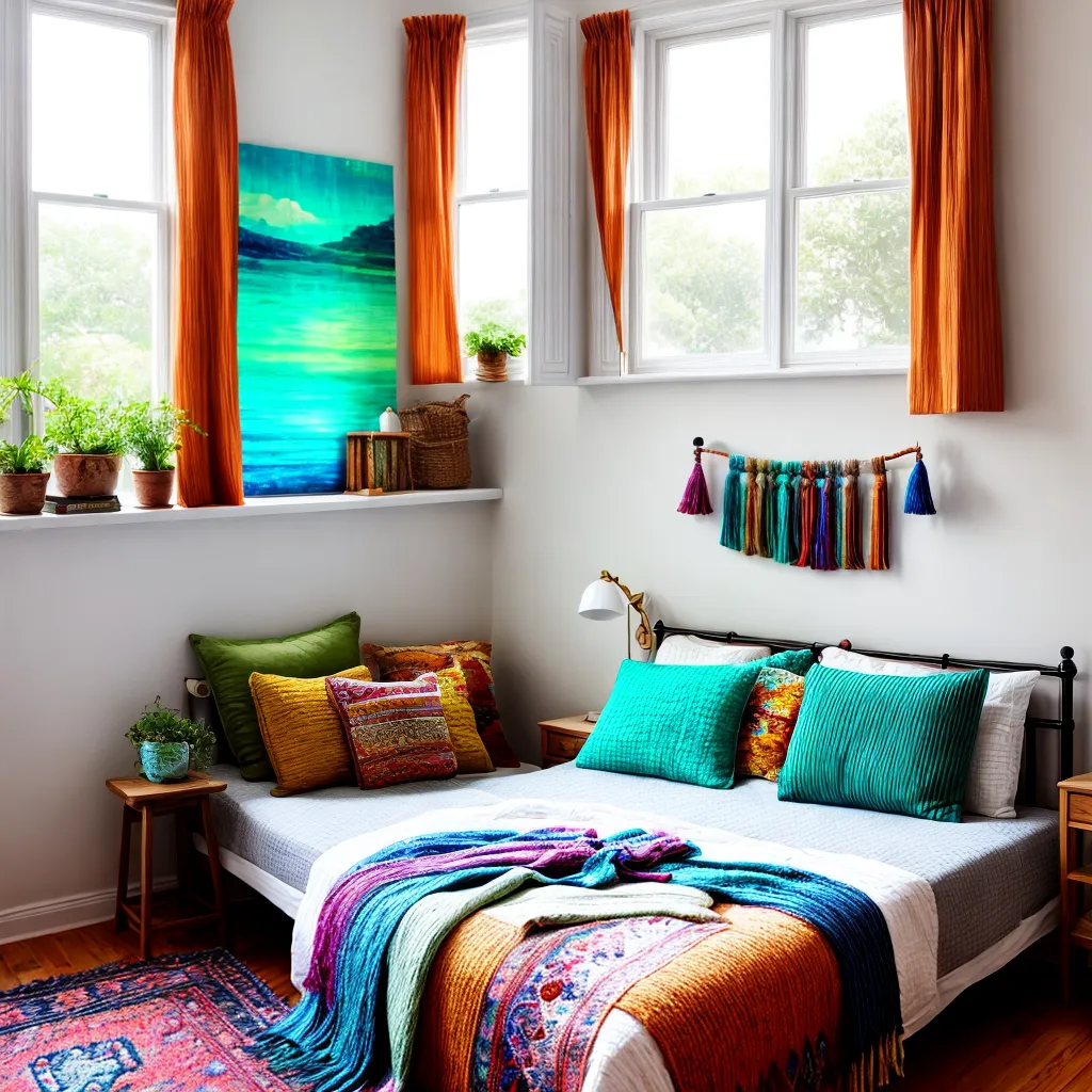 quarto boho chic 2024 texteis verde