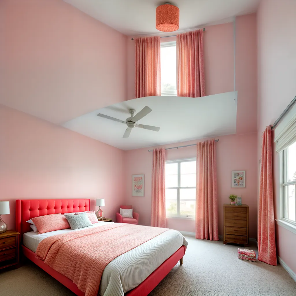 quarto acoalhado coral floral pastel
