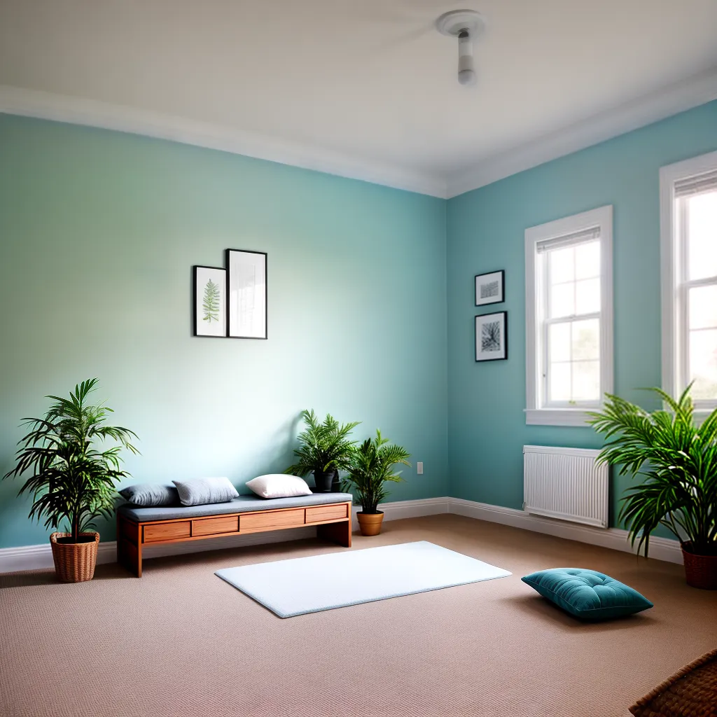 sala meditacao yoga pastel planta