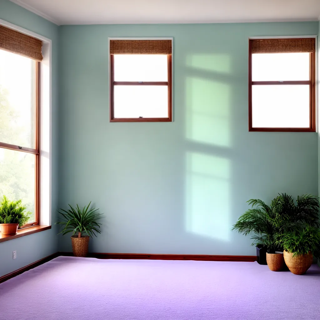 sala meditacao pastel lavanda natureza