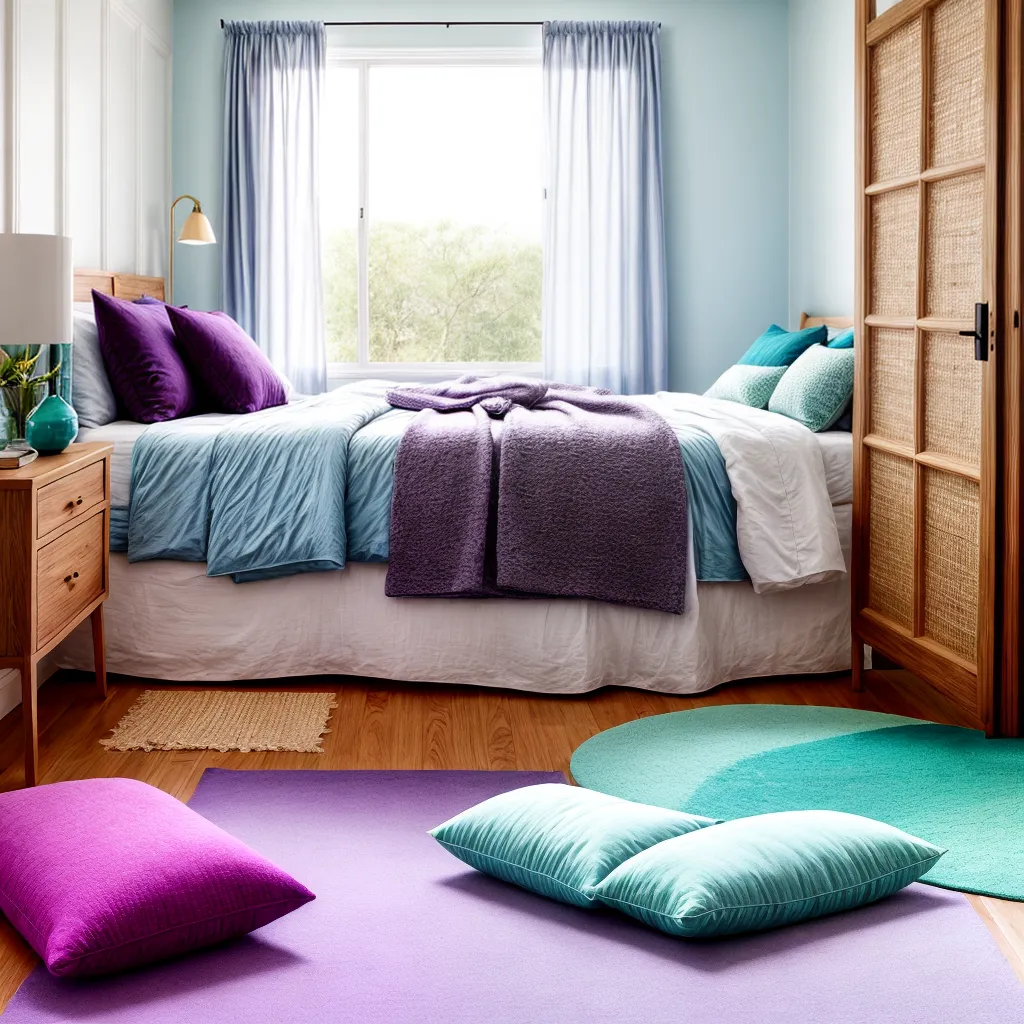 sala meditacao pastel tapecarias cushions