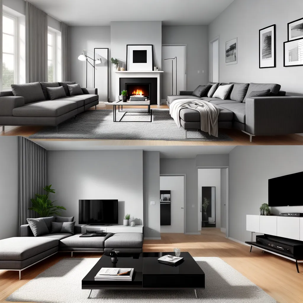 sala moderna cinza minimalista