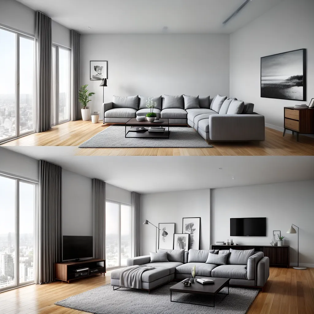 sala cinza moderna minimalista