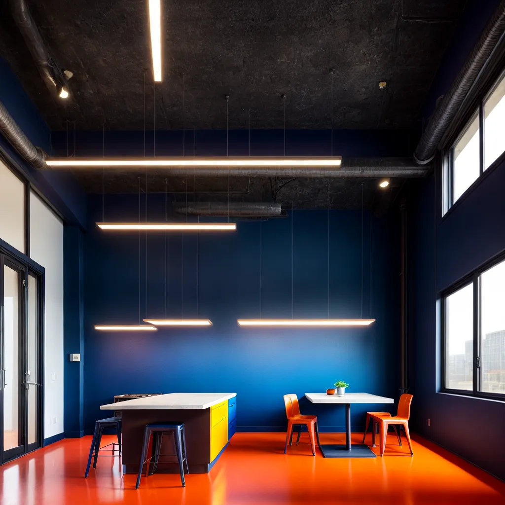 espaco industrial moderno indigo laranja