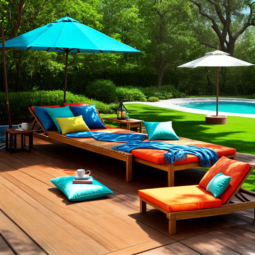 patio ao ar livre deck madeira cadeira sol turquesa