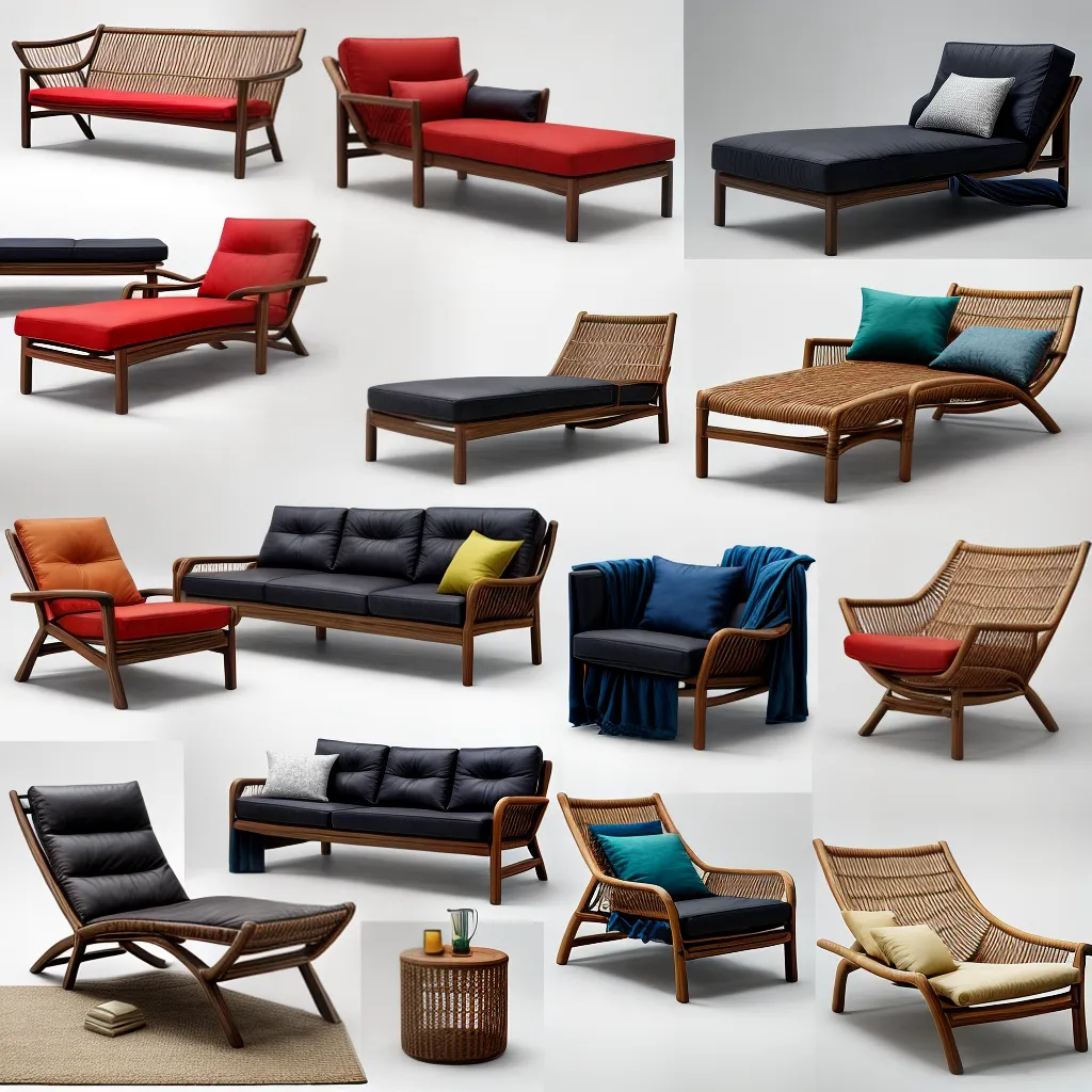 materiais cadeiras lounge couro tecido madeira metal rattan