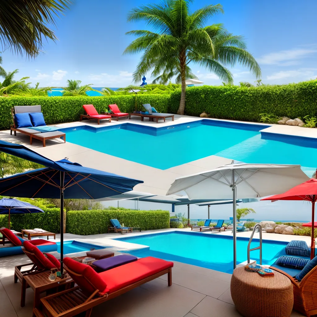 piscina luxuosa cadeira lounge umbrella