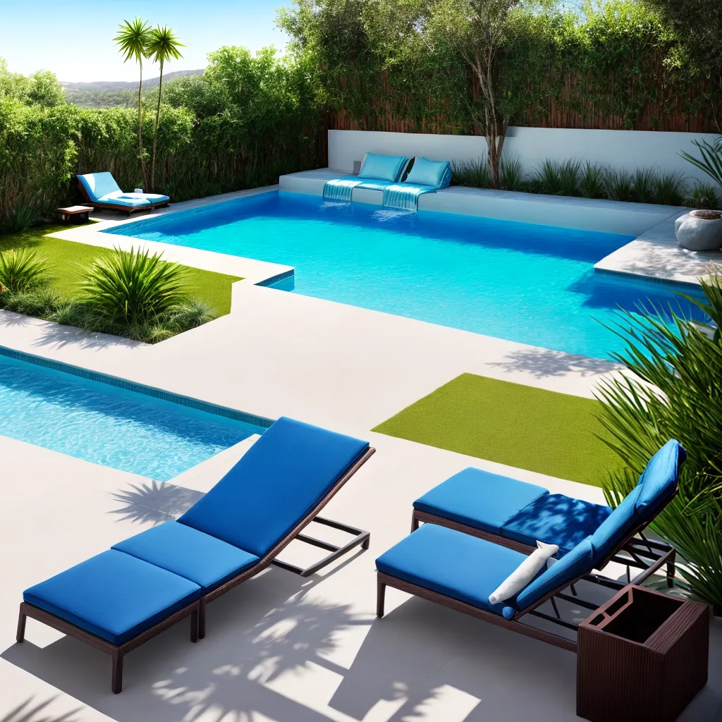piscina azul cadeira lounge sol