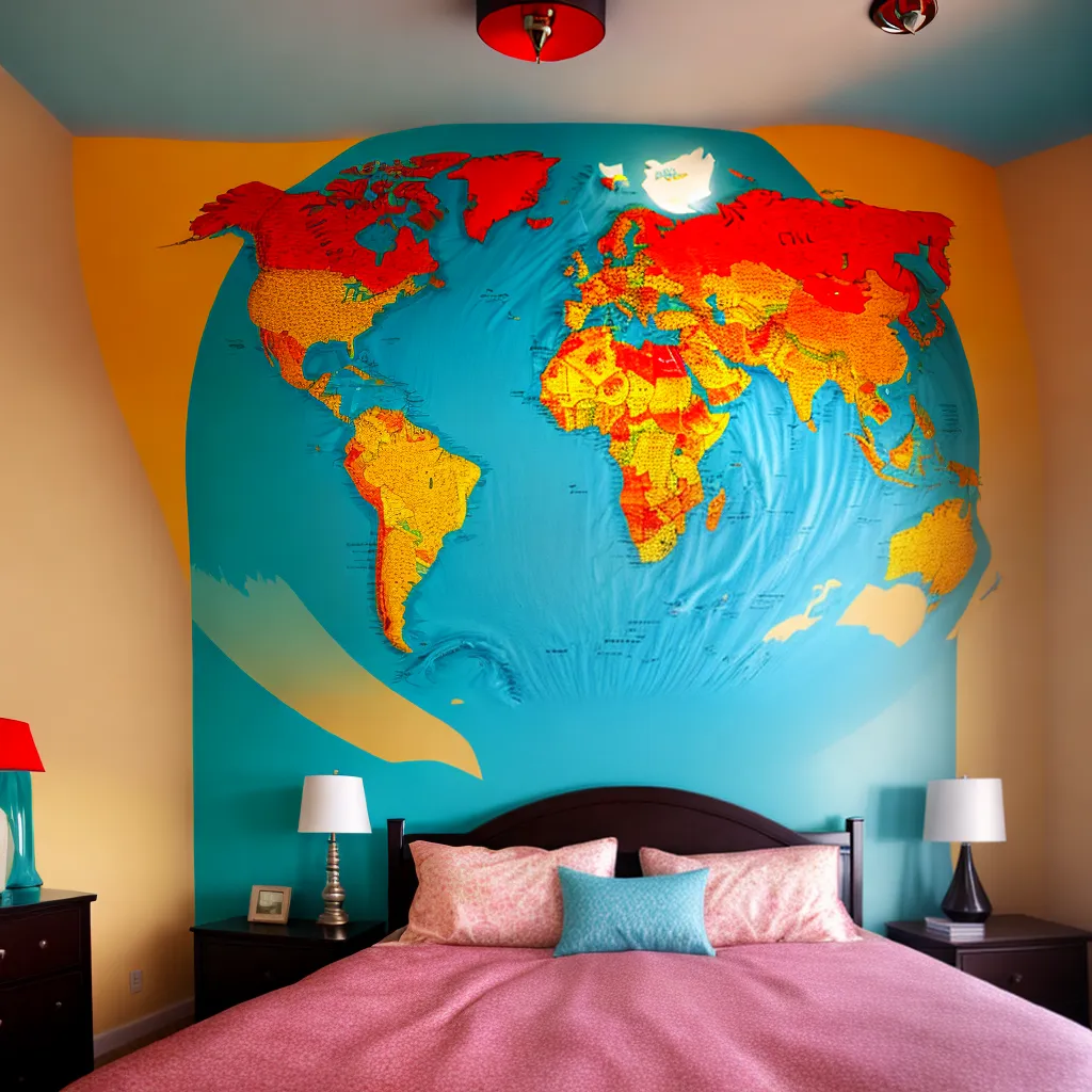 quarto decorado tema internacional
