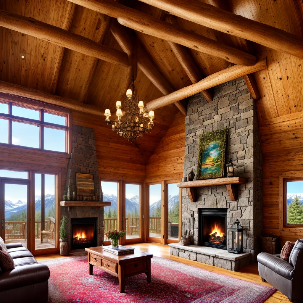 chale madeira lareira arte decoracao