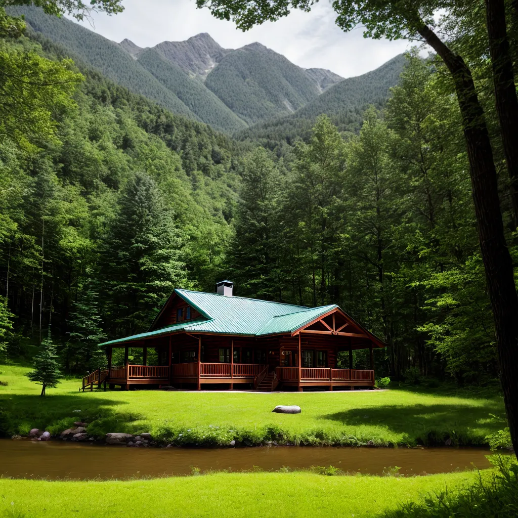 cabana madeira montanha natureza lago