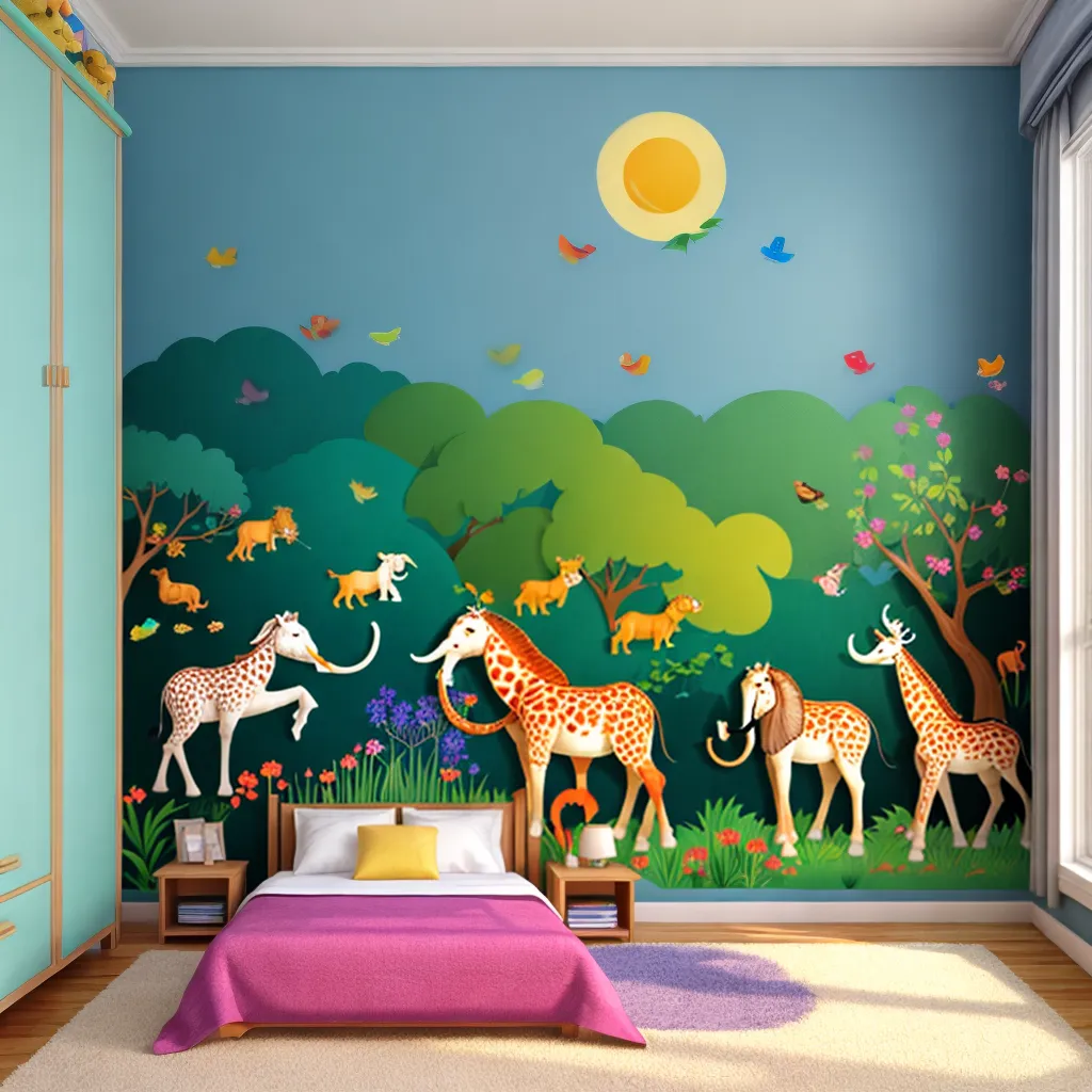 adesivo parede jungle animais infantil
