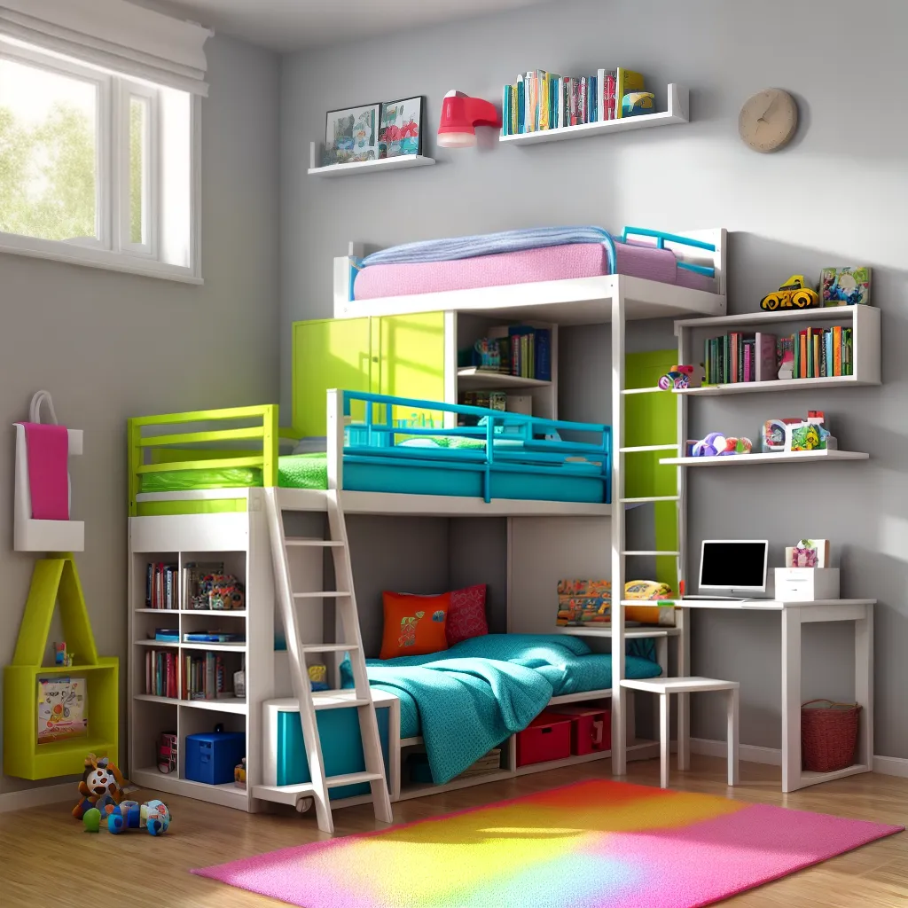 quarto infantil colorido loft estudo