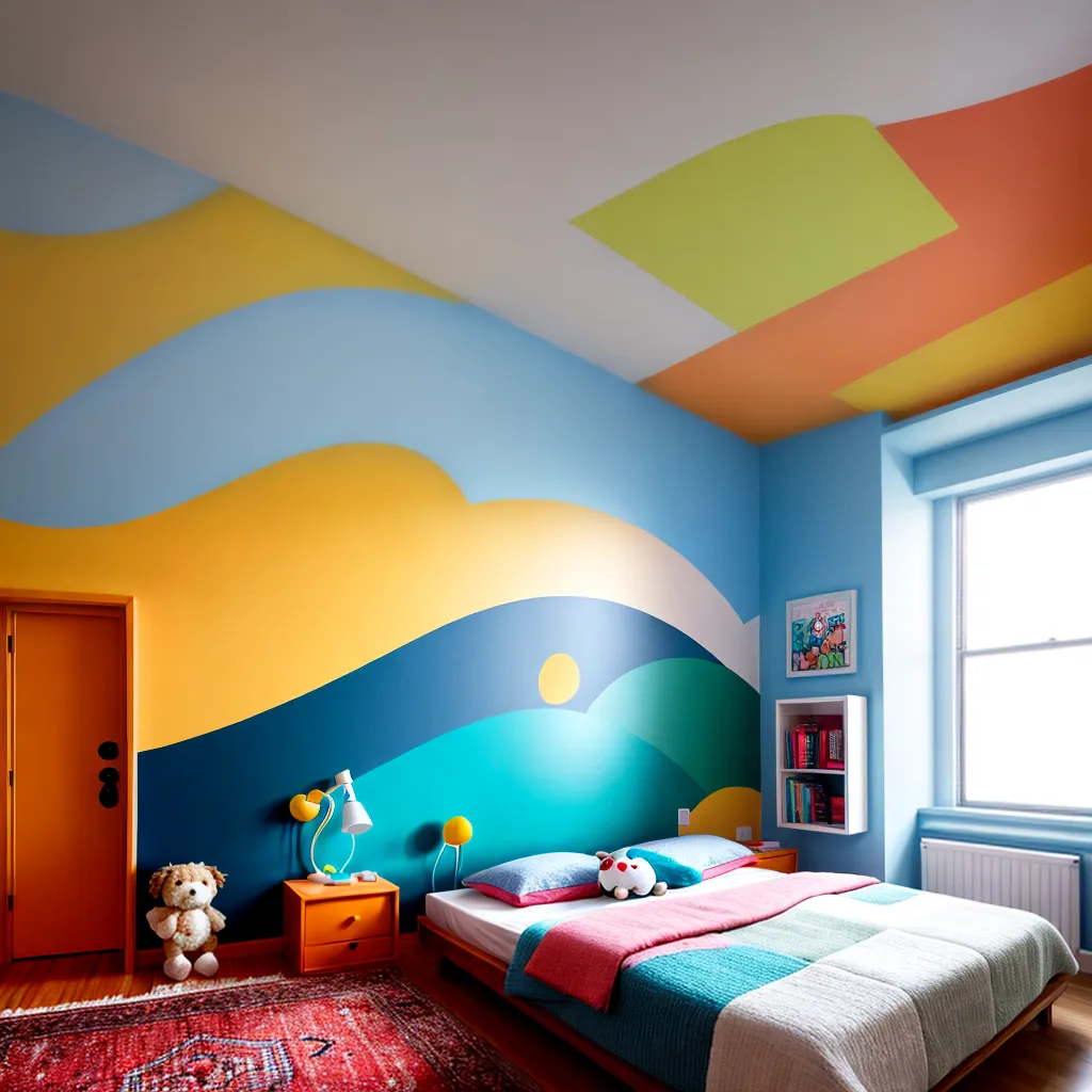 quarto infantil divertido personagens cama