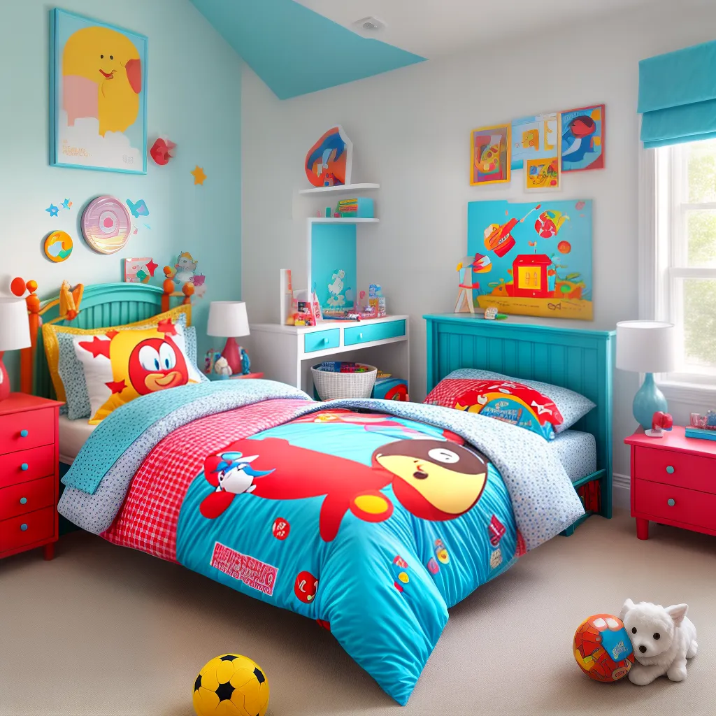 roupa de cama infantil colorida cartoon