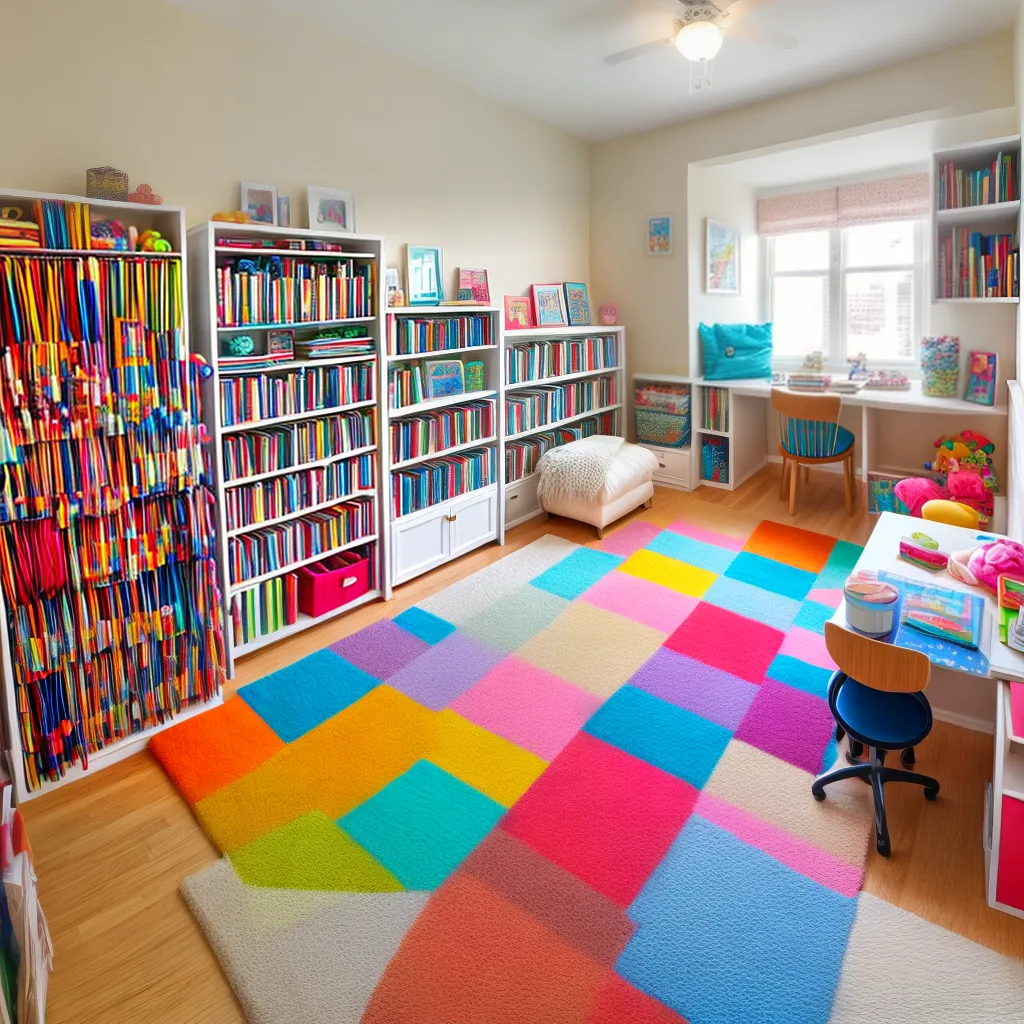 cama colorida organizada quarto infantil