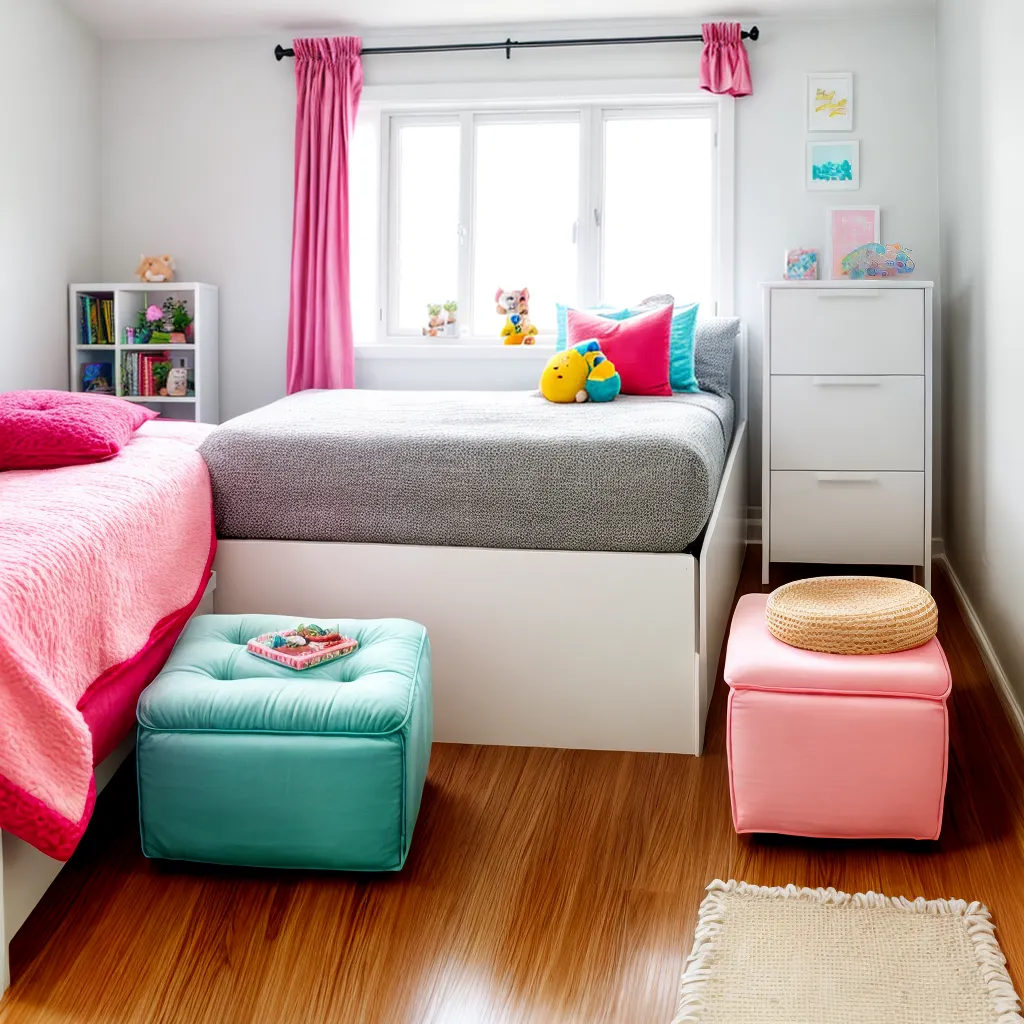 quarto infantil colorido puff bau