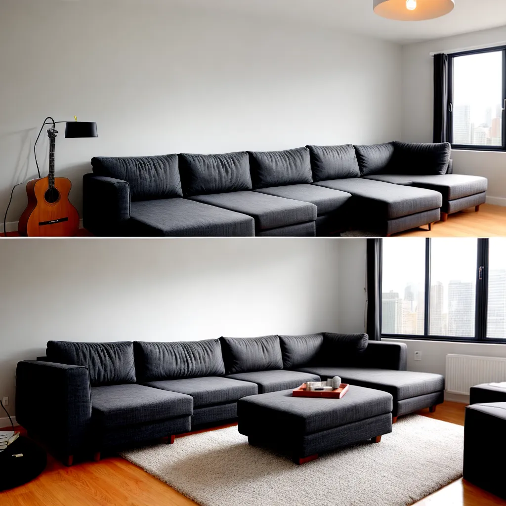 sala estar sofa mesa puff bau