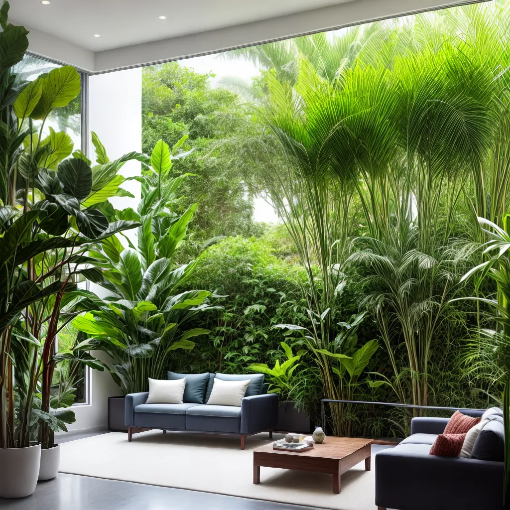 sala vibrante janela jardim ficus