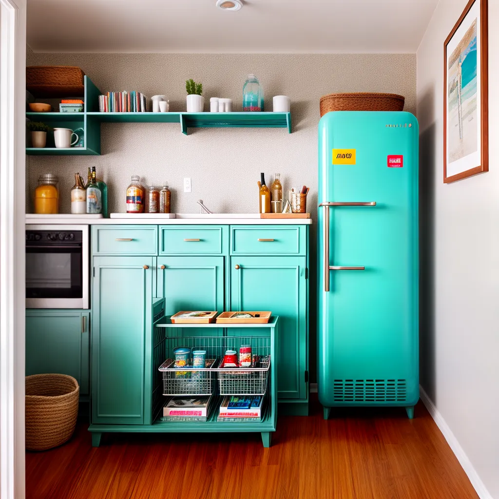 sala estar retro geladeira mini