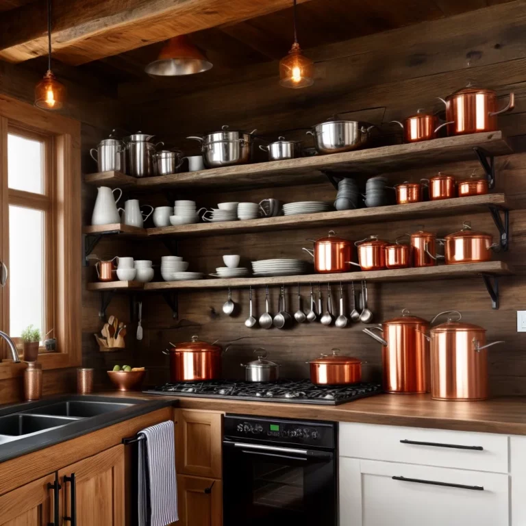 Decoração rústica: panelas de cobre como ponto de destaque