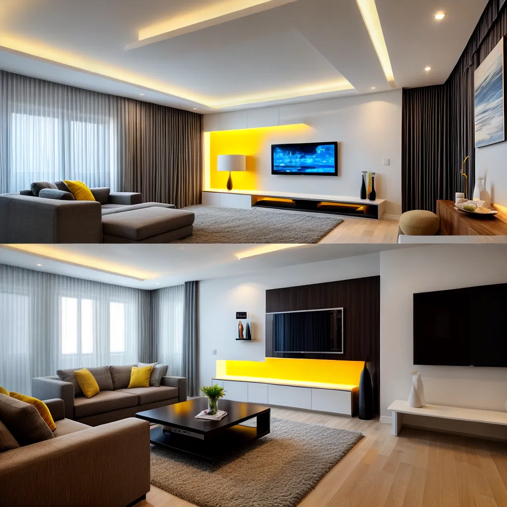 sala moderna led luzes ambiente