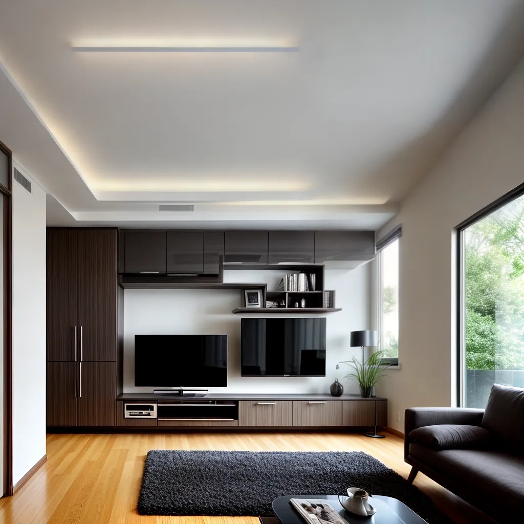 sala contemporanea led teto ambiente aconchegante