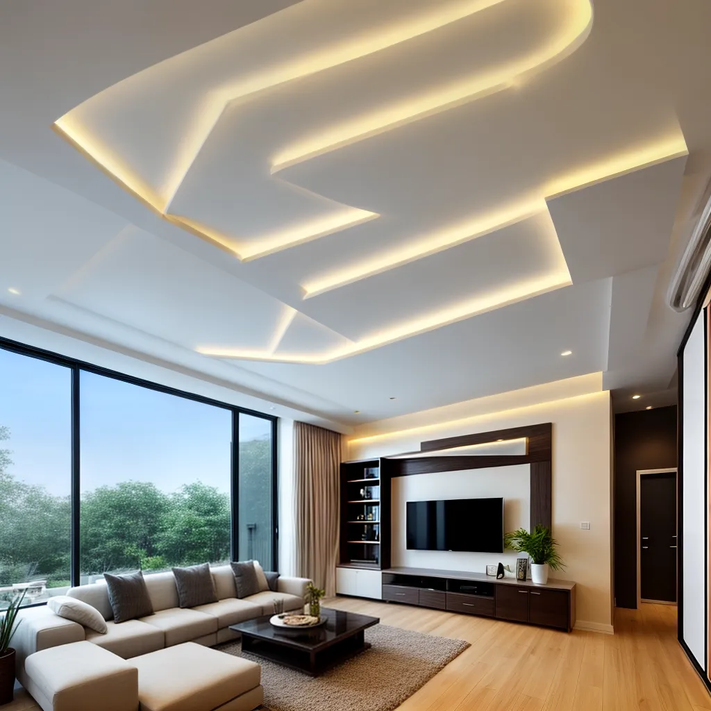 sala moderna iluminacao led teto