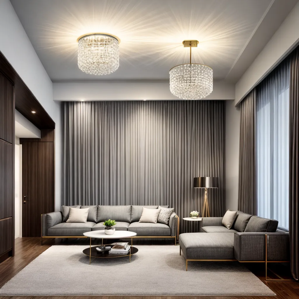sala elegante led chandelier mobiliario
