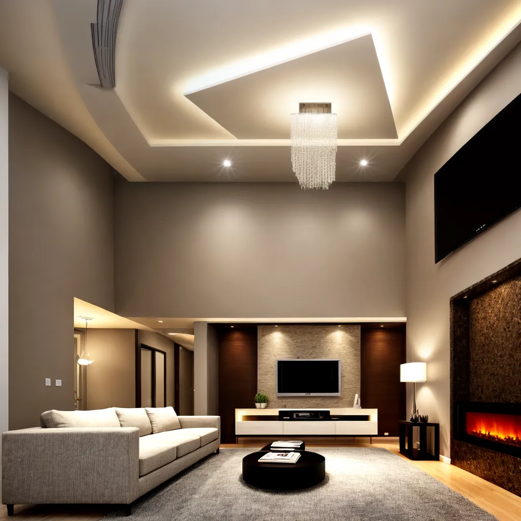 sala decorada led mobiliario elegante