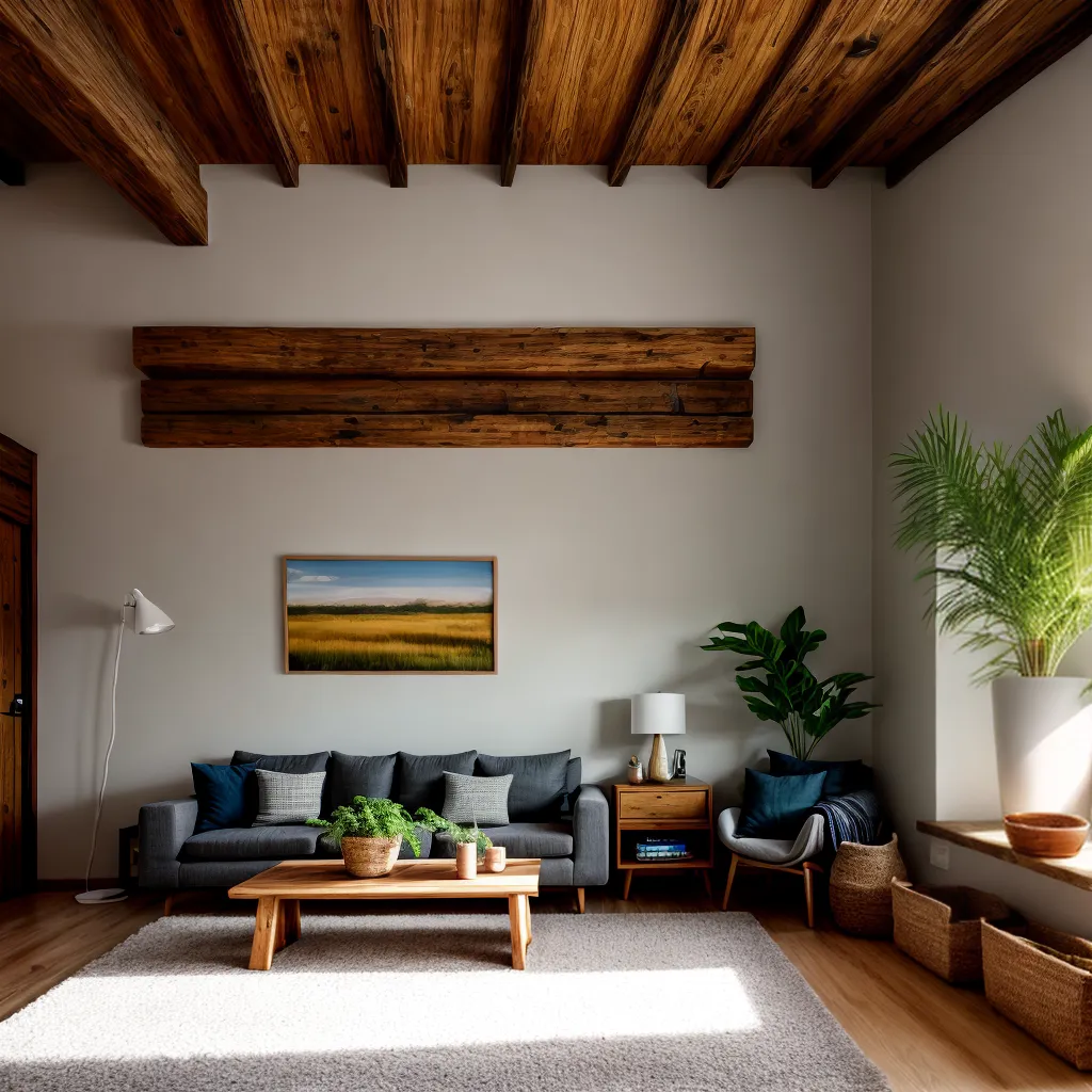 sala acochegante painel madeira plantas