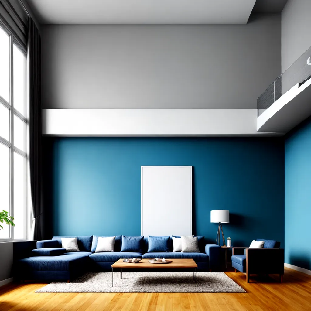 sala estar painel madeira azul 1