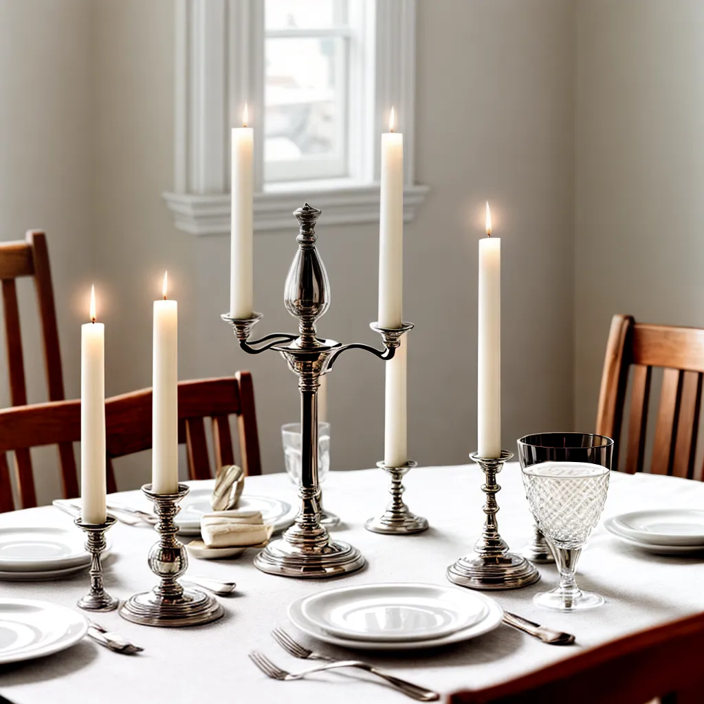 mesa elegante velas candelabro prata