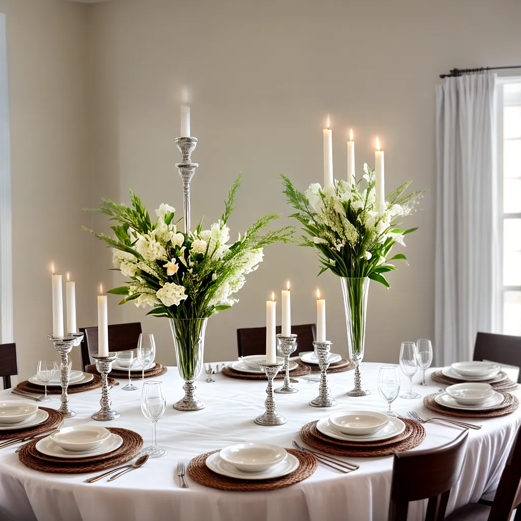 mesa jantar elegante candelabro prata